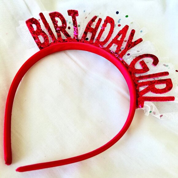 Happy Birthday Glitter Confetti & Lace Girls Headband Fashion Hair accessory - Picture 6 of 6